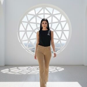 Jones New York Beige Corduroy Pants Size 16 Wide Wale, Straight Leg, Gently Used